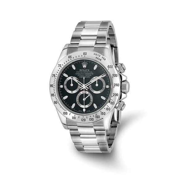 Swiss Crown™ USA Pre-owned Rolex-Independently Certified SS DAYTONA Black DIAL