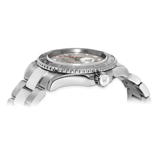 Reloj Oyster de acero de 40 mm con esfera plateada y certificación independiente Rolex de segunda mano Swiss Crown™ USA 