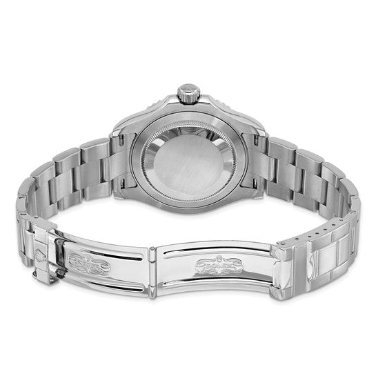 Reloj Oyster de acero de 40 mm con esfera plateada y certificación independiente Rolex de segunda mano Swiss Crown™ USA 