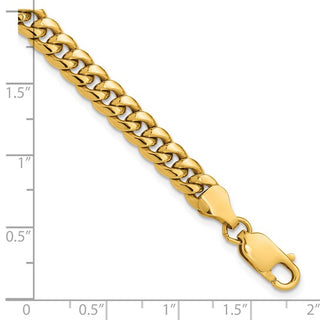 Cadena curvada de eslabones cubanos Miami semisólida de oro amarillo de 10 quilates: 6,0 mm