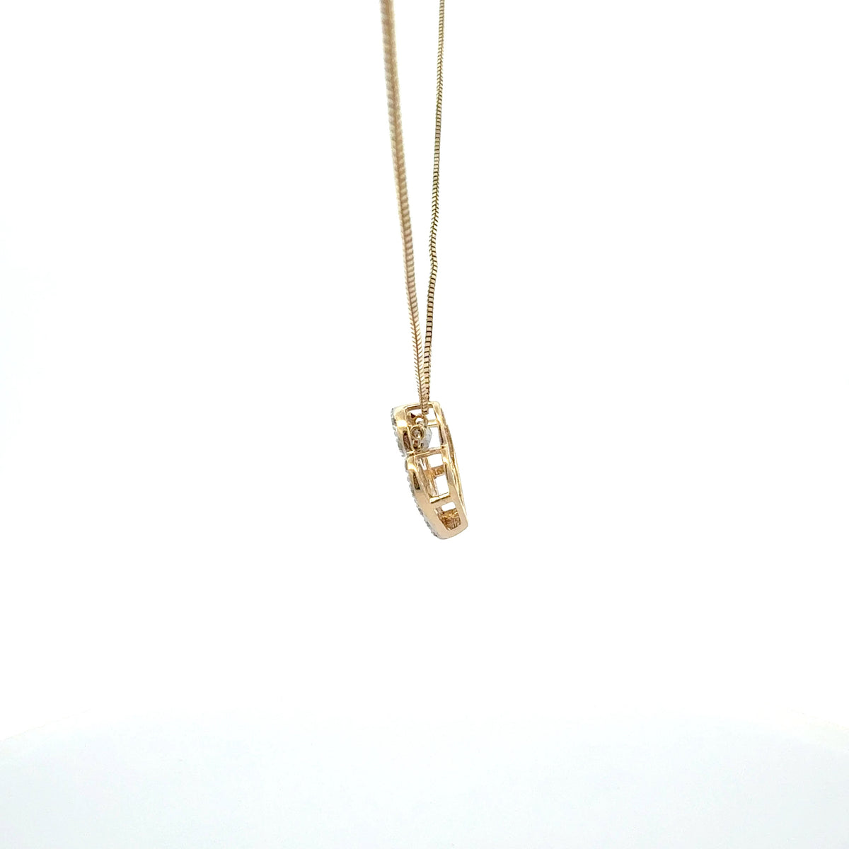 10K White &amp; Yellow Gold 0.10cttw Diamond Double Heart Pendant, 18&quot;