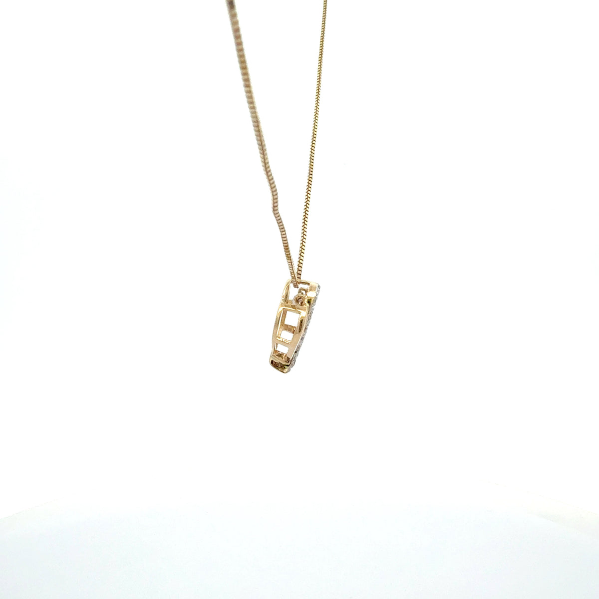10K White &amp; Yellow Gold 0.10cttw Diamond Double Heart Pendant, 18&quot;