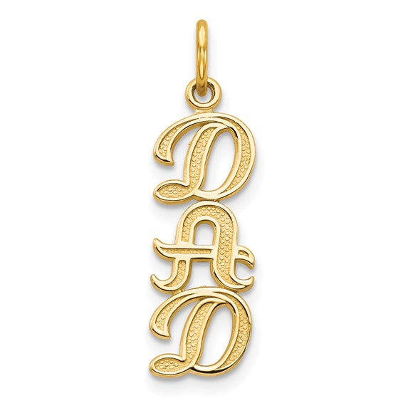 10K Yellow Gold &quot;DAD&quot; Charm - 25mm x 7mm