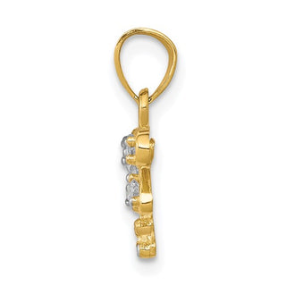 10K Yellow Gold with Rhodium Plating CZ Dragonfly Charm