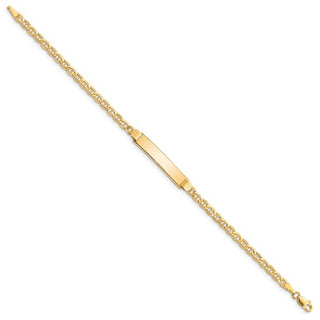 Pulsera de identificación con eslabones de ancla semisólida de oro amarillo de 10 quilates - 7 pulgadas