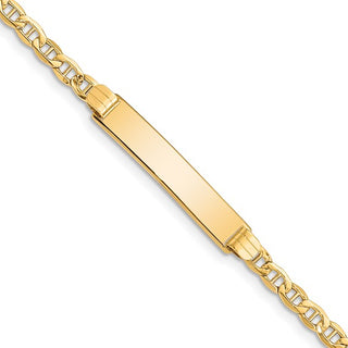 Pulsera de identificación con eslabones de ancla semisólida de oro amarillo de 10 quilates - 7 pulgadas