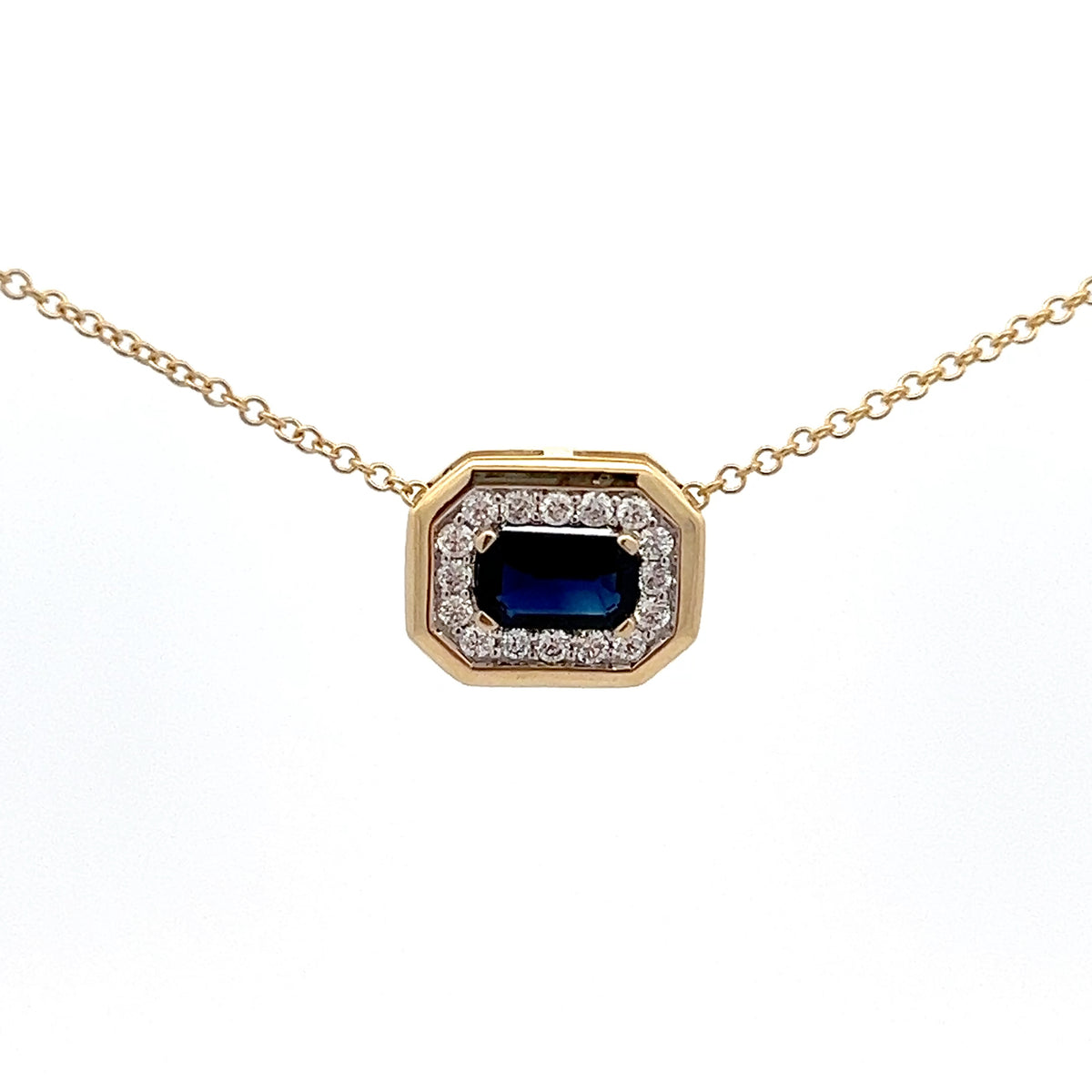 10K Yellow Gold Sapphire and Diamond Necklace