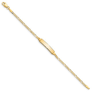 10K Yellow Gold Figaro Link ID Bracelet - 7 Inches