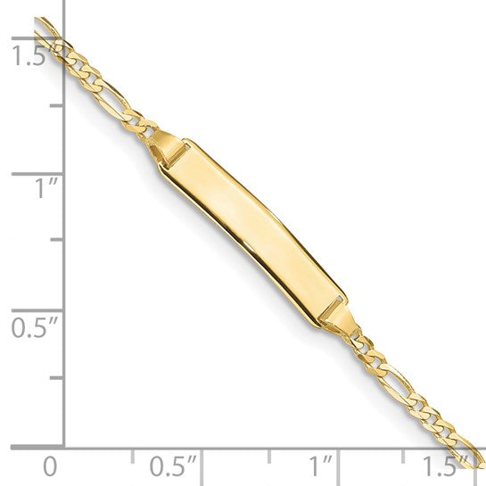 Brazalete de identificación con eslabones Figaro de oro amarillo de 10 quilates - 7 pulgadas