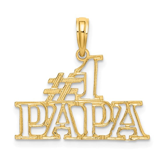 10K Yellow Gold Cut-Out &quot;#1 PAPA&quot; Charm - 23mm x 18mm