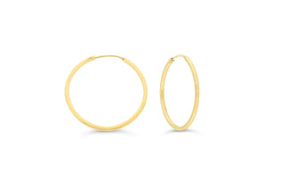 10K Yellow Gold Square Tube Sleepers Earrings Medium