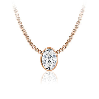 10K Gold Lab Grown Oval Cut Diamond Necklace