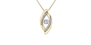 10K Rose and White Gold 0.06 cttw Diamond Pulse Pendant, 18"
