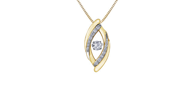10K Rose and White Gold 0.06 cttw Diamond Pulse Pendant, 18&quot;