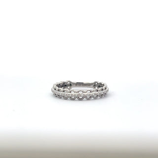 10K White Gold 0.08cttw Diamond Ring - size 7"