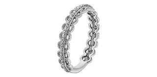 10K White Gold 0.08cttw Diamond Ring - size 7"
