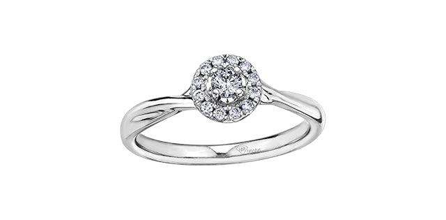 Anillo de compromiso de diamantes canadienses de 0,20 quilates en oro blanco de 10 quilates, tamaño 6,5