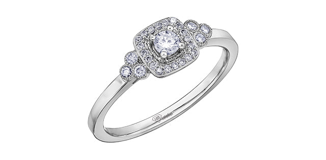 10K White Gold 0.23cttw Canadian Diamond Engagement Ring, Size 6.5