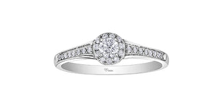 10K White Gold 0.25cttw Canadian Diamond Engagement Ring, Size 6.5