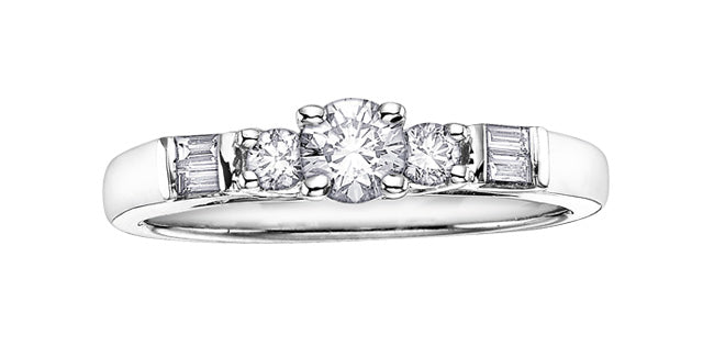 Anillo de compromiso de diamantes canadienses de 0,50 quilates en oro blanco de 10 quilates, tamaño 6,5