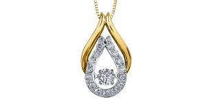 A 10K white and yellow gold necklace featuring a 0.25cttw diamond eternity pendant.