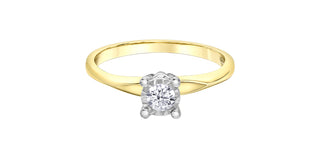 10K Yellow Gold 0.18Cttw Round Cut Illusion Set Diamond Engagement Ring