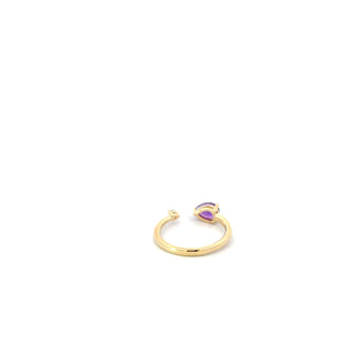 10K Yellow Gold Amethyst and Maple Leaf Diamond Ring