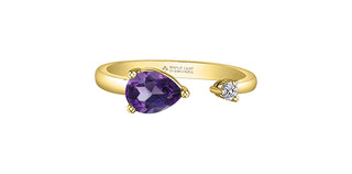 10K Yellow Gold Amethyst and Maple Leaf Diamond Ring