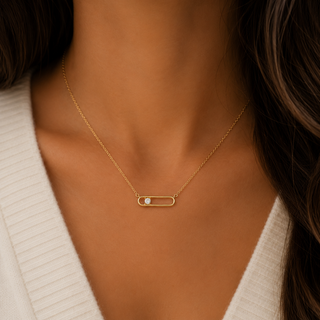 10K Yellow Gold  Maple Leaf Diamond Necklace 18"