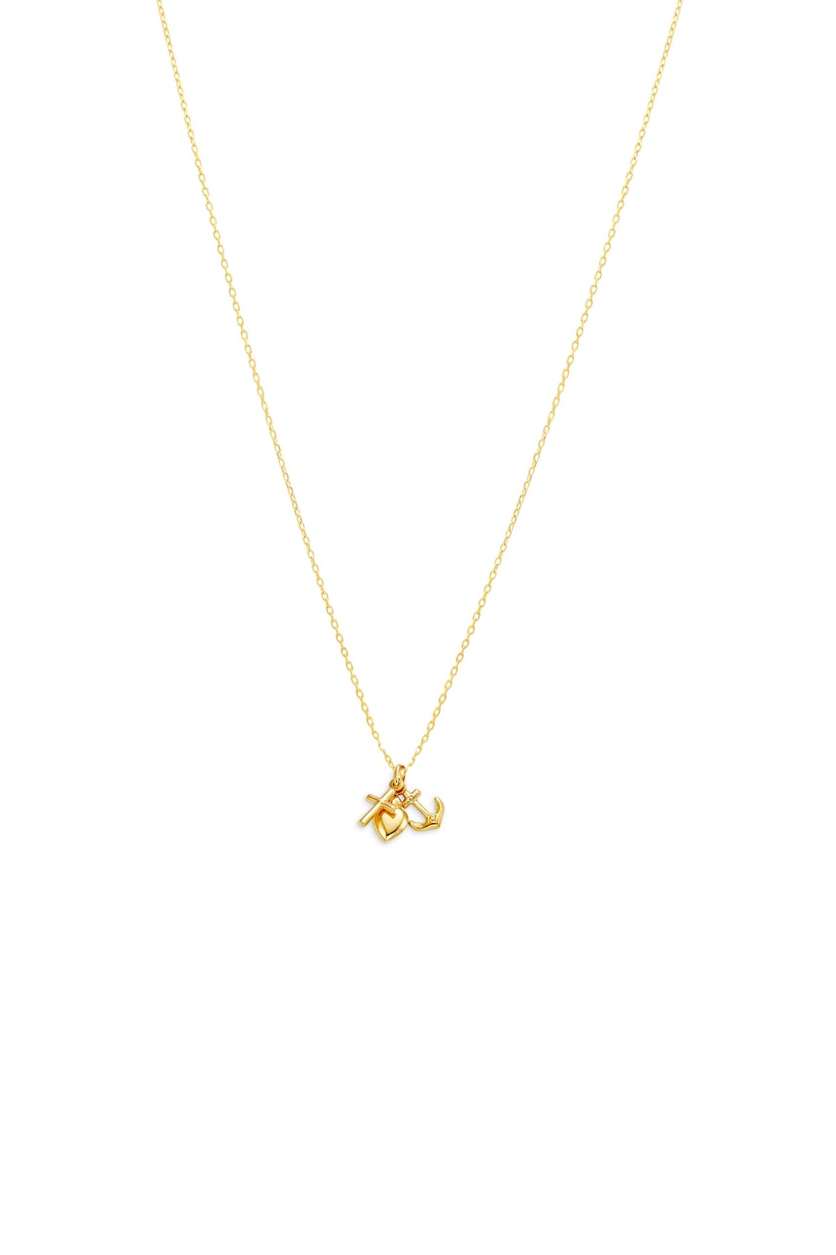 10K Yellow Gold Faith, Hope and Charity Charm Featuring Cross, Heart and Anchor