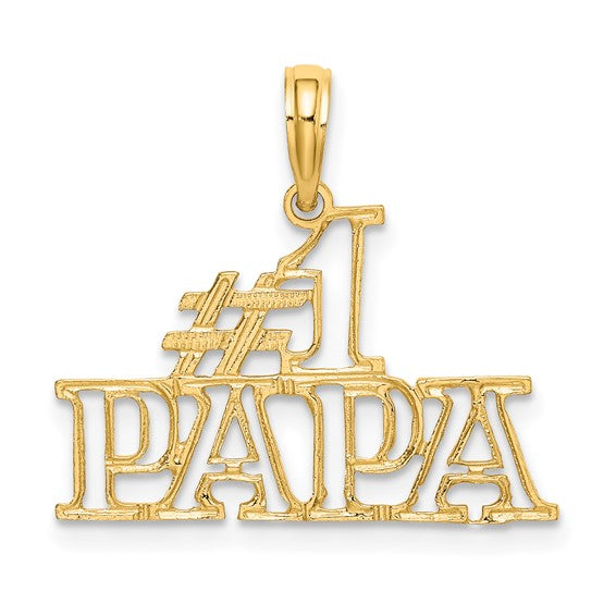 10K Yellow Gold Cut-Out "#1 PAPA" Charm - 23mm x 18mm