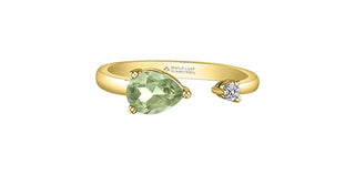 10K Yellow Gold Peridot and Maple Leaf Diamond Ring