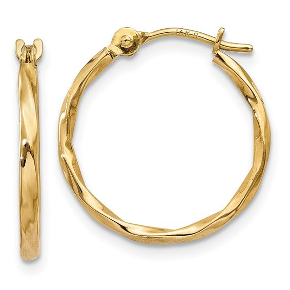 10K Yellow Gold Twisted Hoop Earrings