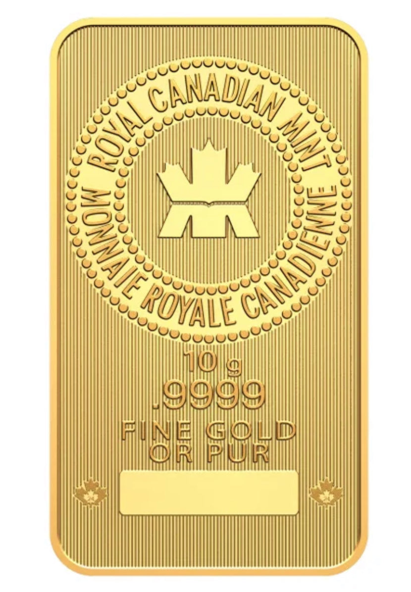 10g Royal Canadian Mint 9999 Gold Bar-New In Assay