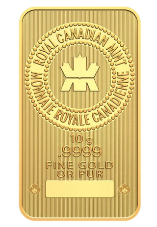 10g Royal Canadian Mint 9999 Gold Bar-New In Assay