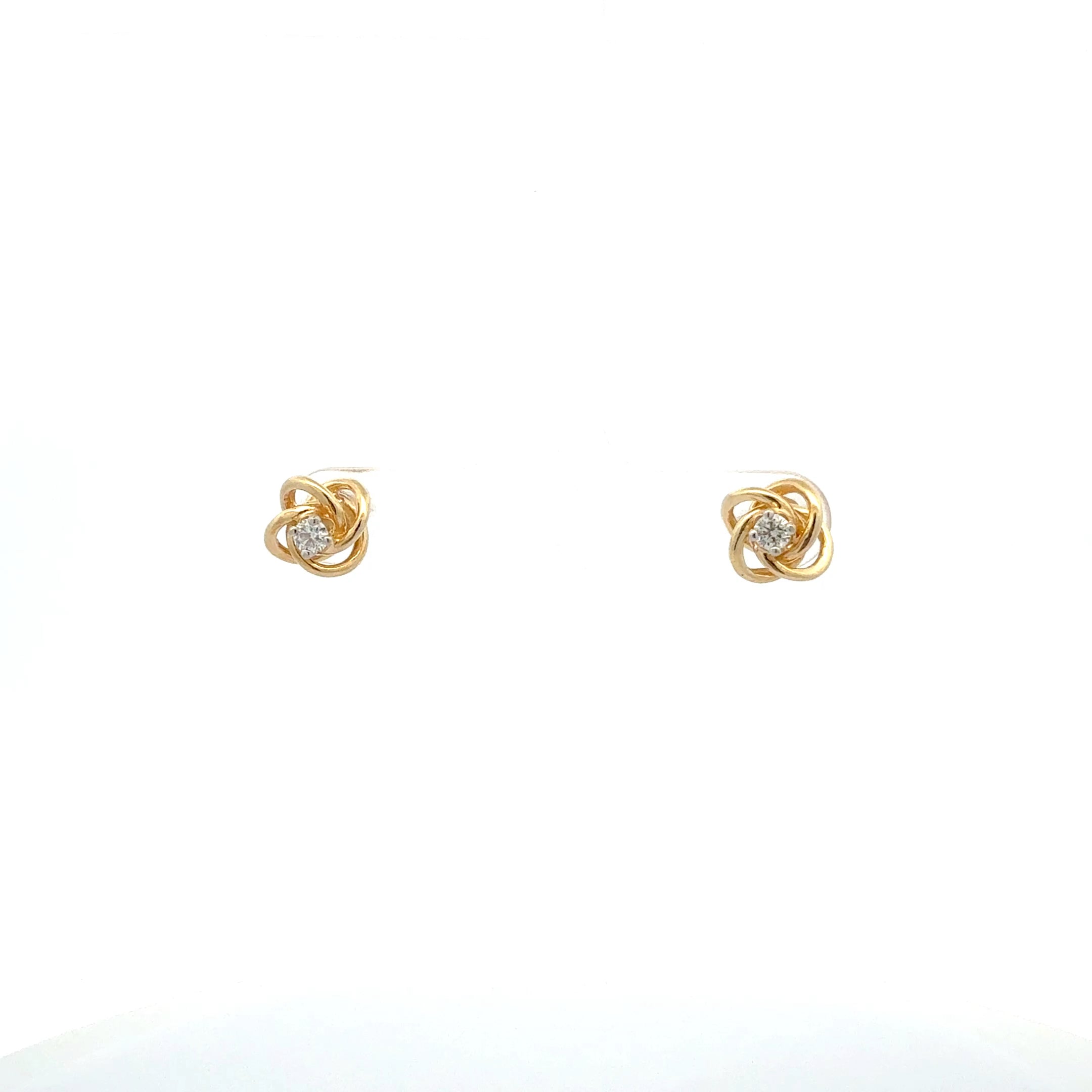 10K Yellow Gold 0.16cttw Diamond Knott Earrings