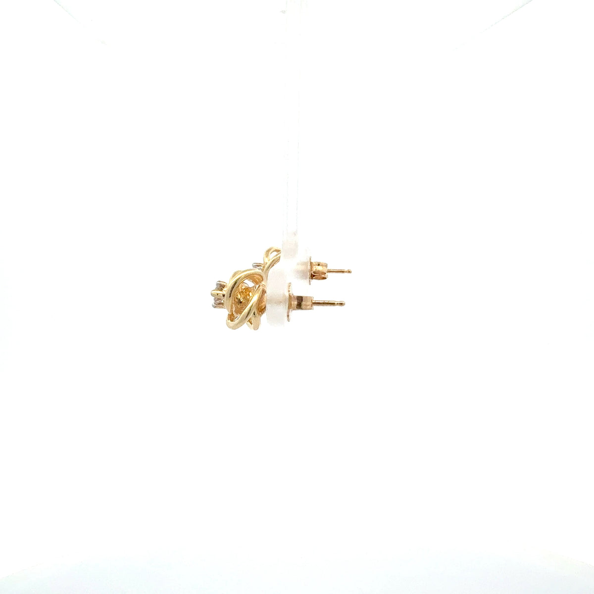 10K Yellow Gold 0.16cttw Diamond Knott Earrings