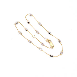 Tobillera de oro de 10 quilates en dos tonos - Ajustable 10"