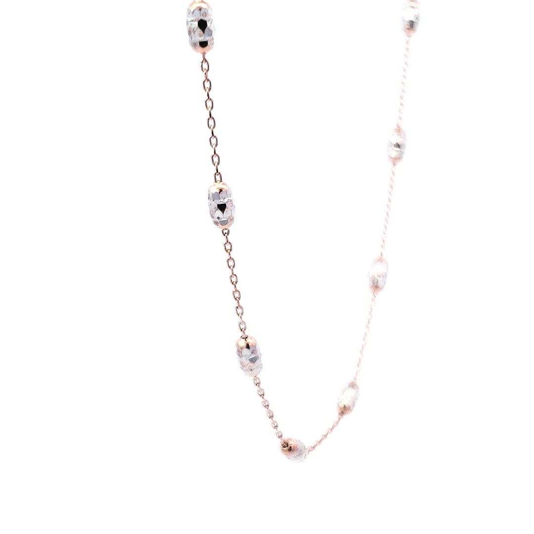 10K 2 Tone Rose Gold Anklet - Adjustable 9-10&quot;