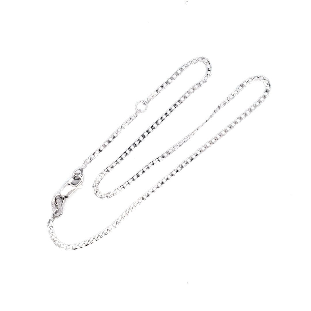 10K White Gold Anklet - Adjustable 9-10&quot;