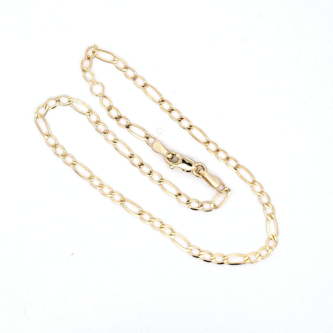 10K Yellow Gold Anklet - Adjustable 9-10&quot;