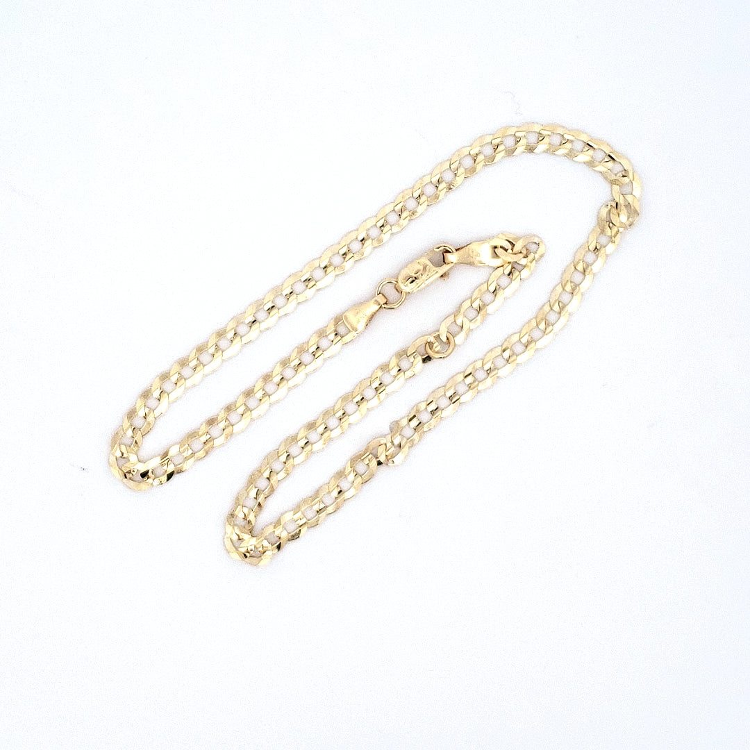 10K Yellow Gold Anklet - Adjustable 9-10&quot;