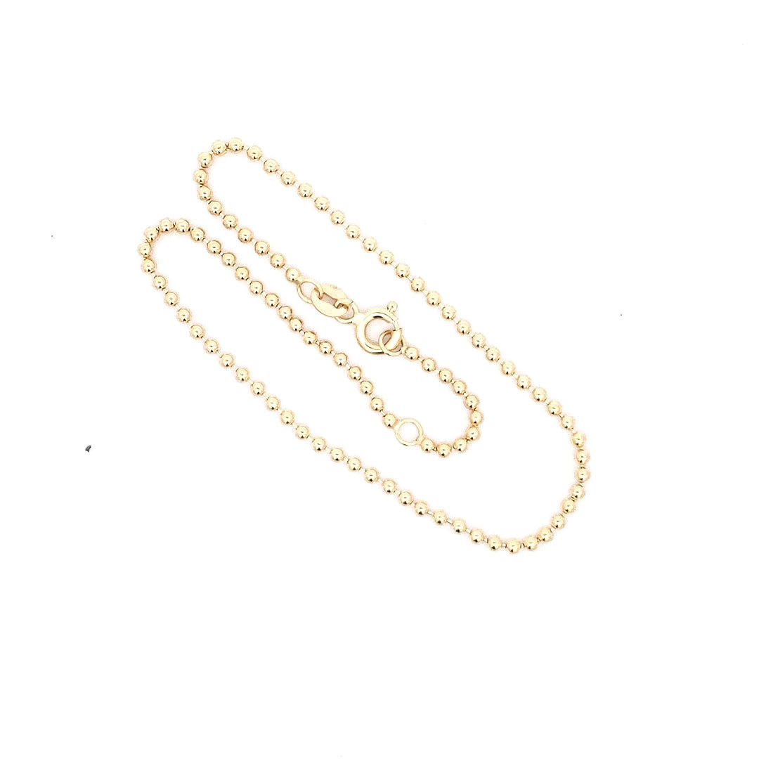 10K Yellow Gold Anklet - Adjustable 9-10&quot;