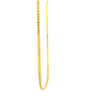 10K Yellow Gold 2.2mm Hollow Franco Chain 24"
