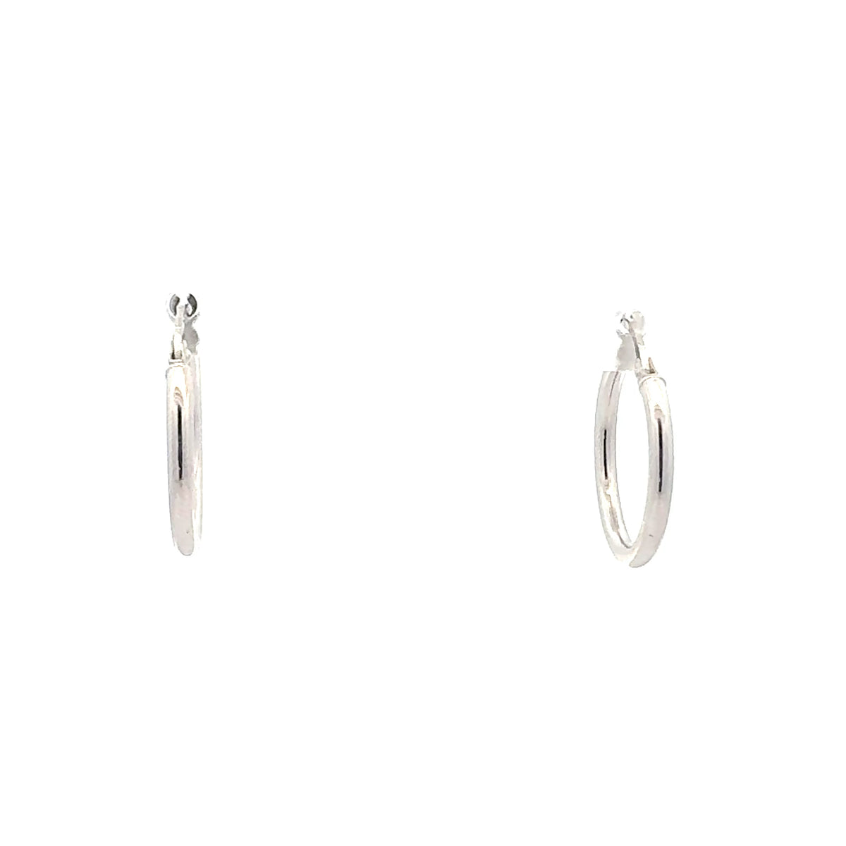 10K White Gold 2mm Tube Hoop Earrings - Medium