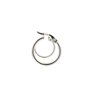 10K White Gold 2mm Tube Hoop Earrings - Medium