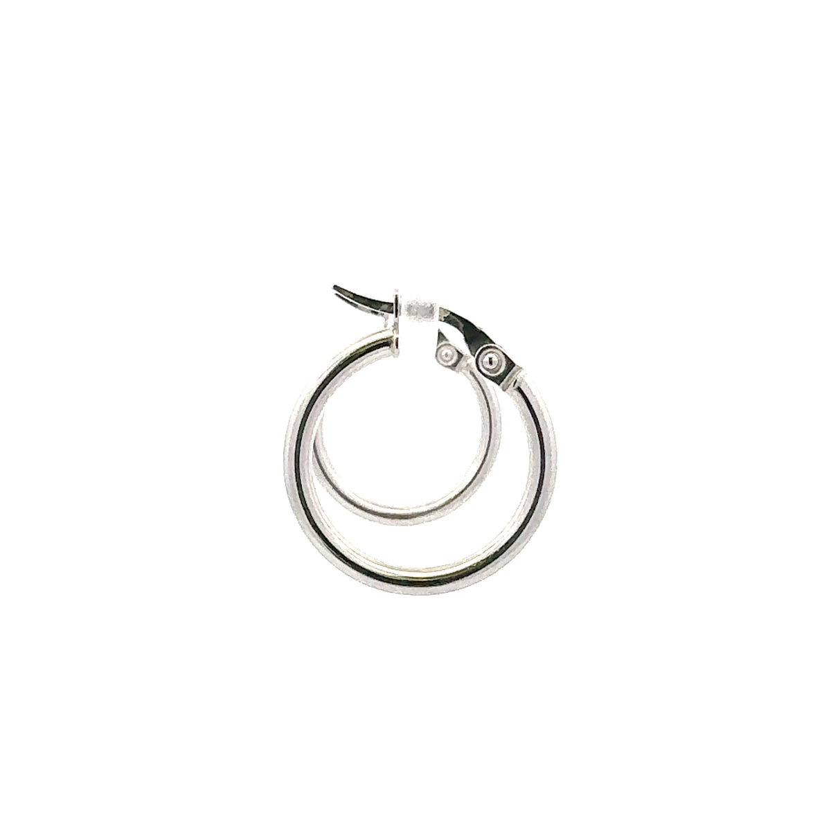 10K White Gold 2mm Tube Hoop Earrings - Medium