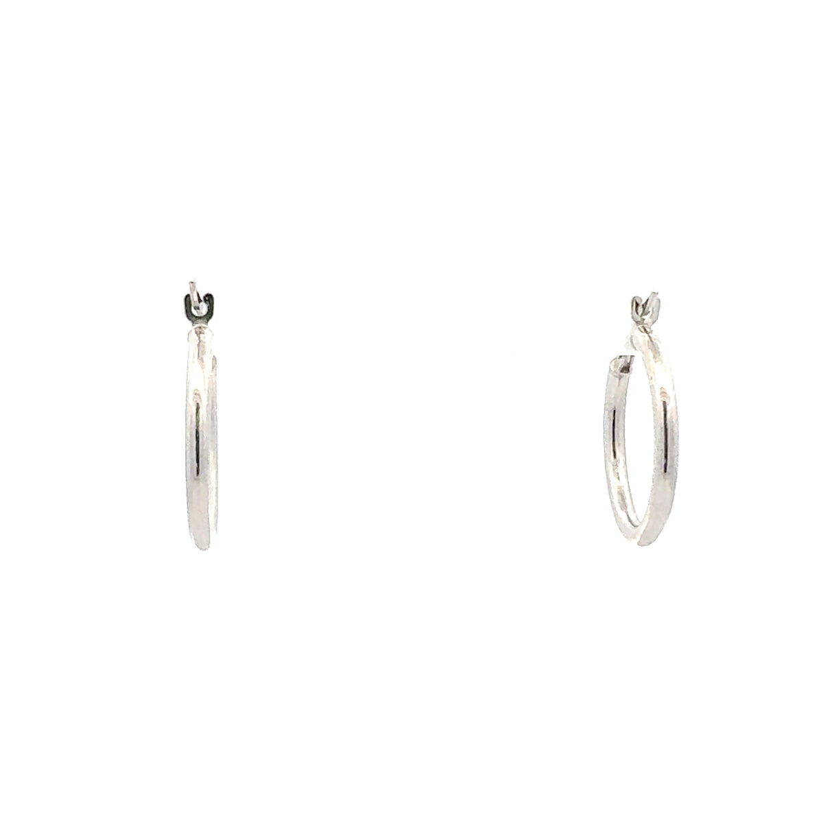10K White Gold 2mm Tube Hoop Earrings - Medium