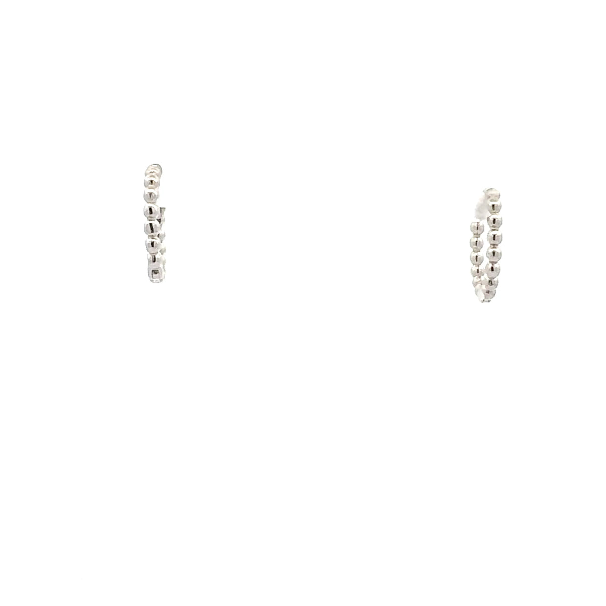 10K Mini Huggie White Gold Beaded Earrings