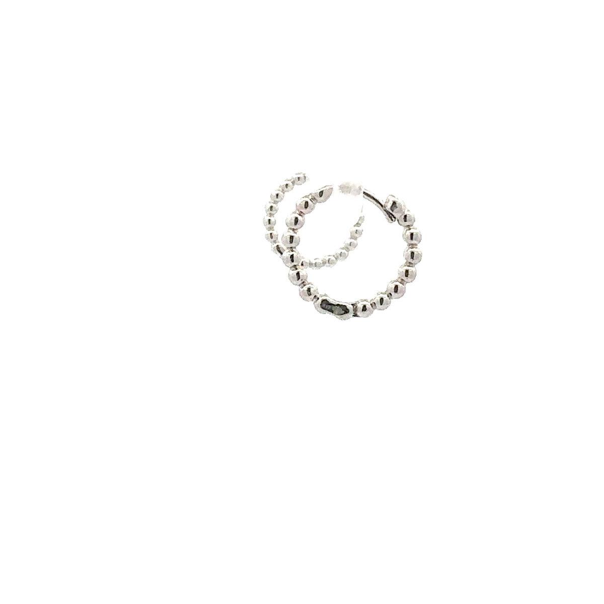 10K Mini Huggie White Gold Beaded Earrings